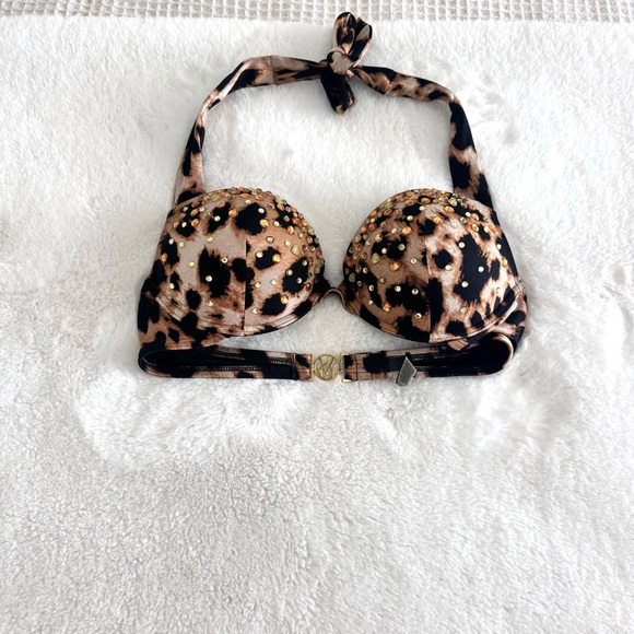 Victoria's Secret Bombshell Jewel Cristal Animal Print swimsuit Top 34C / Small - Picture 7 of 17